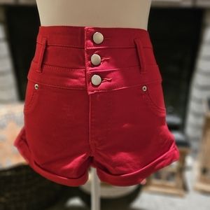 Xhiliration Bright Red Button Shorts